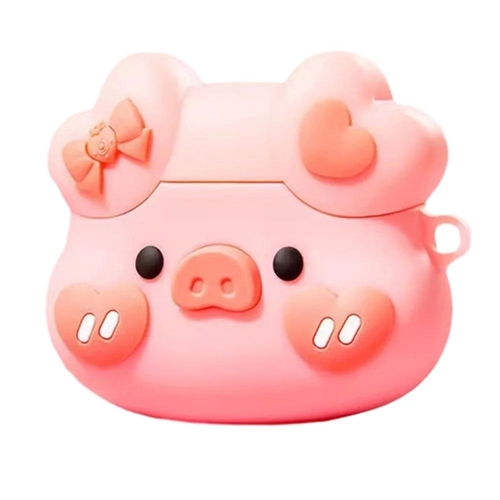 No.1 Silicone Sleeve for Baseus WM01 Earphone Cover Cute Cartoon Shape Protection Case - Heart Pig - 1