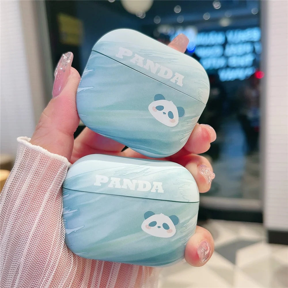 For Apple AirPods with Charging Case (2016) / (2019)  /  AirPods with Wireless Charging Case (2019) PC Case Cartoon Panda Pattern Printing Cover - 5