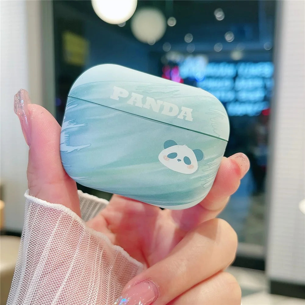 For Apple AirPods Pro Matte PC Case Cartoon Panda Pattern Printing Anti-scratch Protective Cover - 2