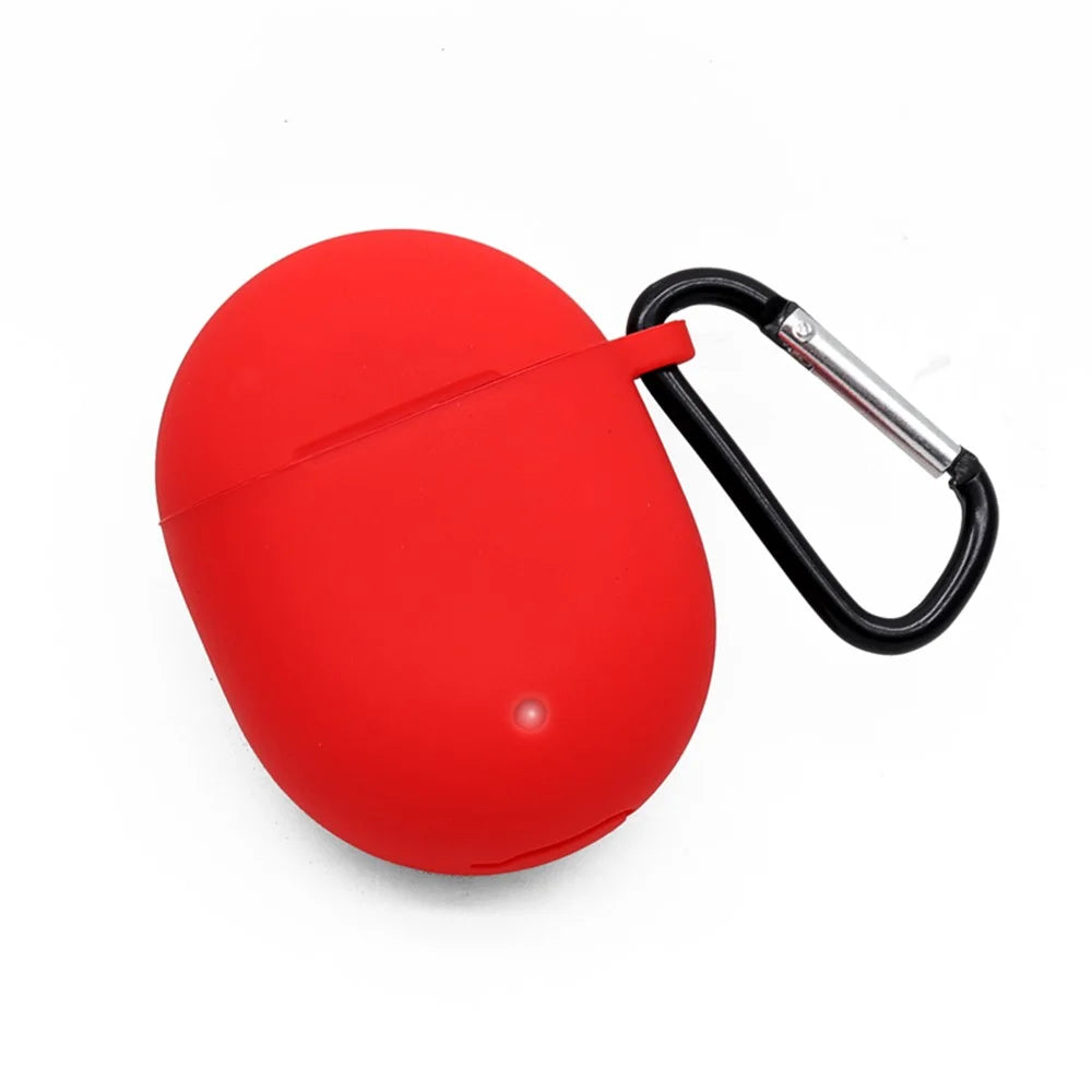 For Google Pixel Buds 2 Soft Silicone Case Earphone Shell with Anti-lost Buckle Pure Color Design - Red - 3