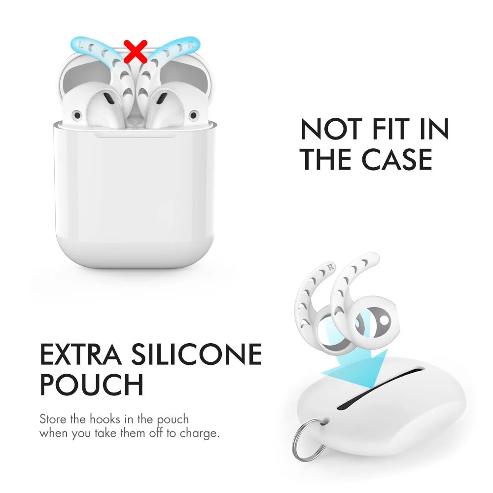 AHASTYLE PT14 for Apple AirPods with Charging Case (2016)  /  (2019)  /  AirPods with Wireless Charging Case (2019) 1 Pair Ear Hooks Ear Tips - White - 6