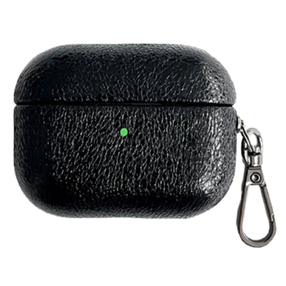 For Apple AirPods 3 Bluetooth-compatible Earphone Protective Cover Leather Texture Anti-scratch Case - Black - 1
