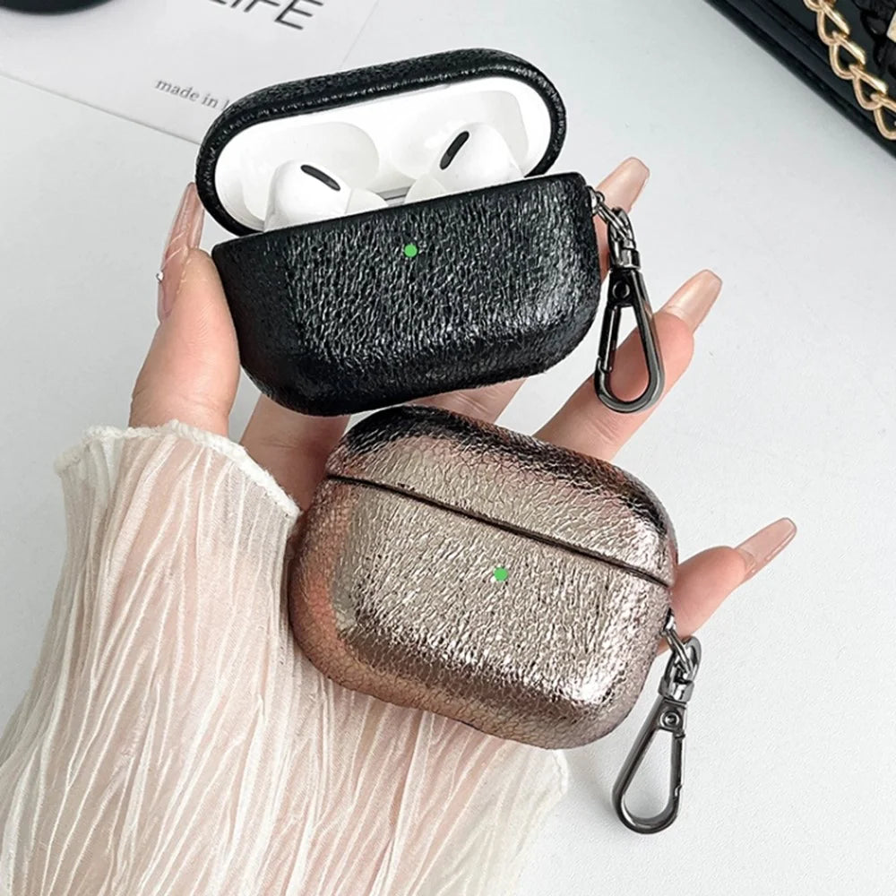 For Apple AirPods 3 Bluetooth-compatible Earphone Protective Cover Leather Texture Anti-scratch Case - Black - 2