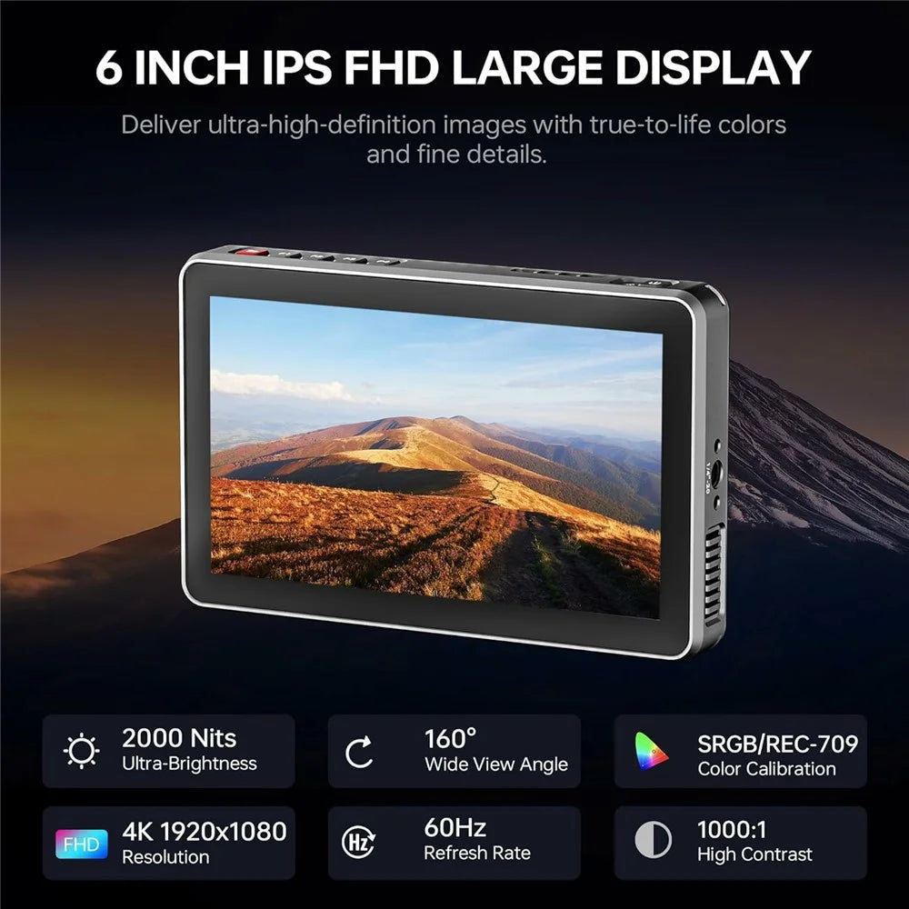 VILTROX DC-X2 6 Inch DSLR Monitor 1920x1080P IPS 4K HD Loop In / Out Display for Camera Video Shooting - 7