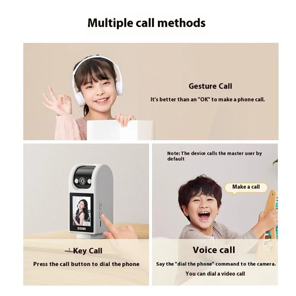 ZOSI 2.8 Inch Large Screen WiFi HD Smart Indoor Monitor Camera Two Way Audio Night Vision Security Camera - US Plug - 5