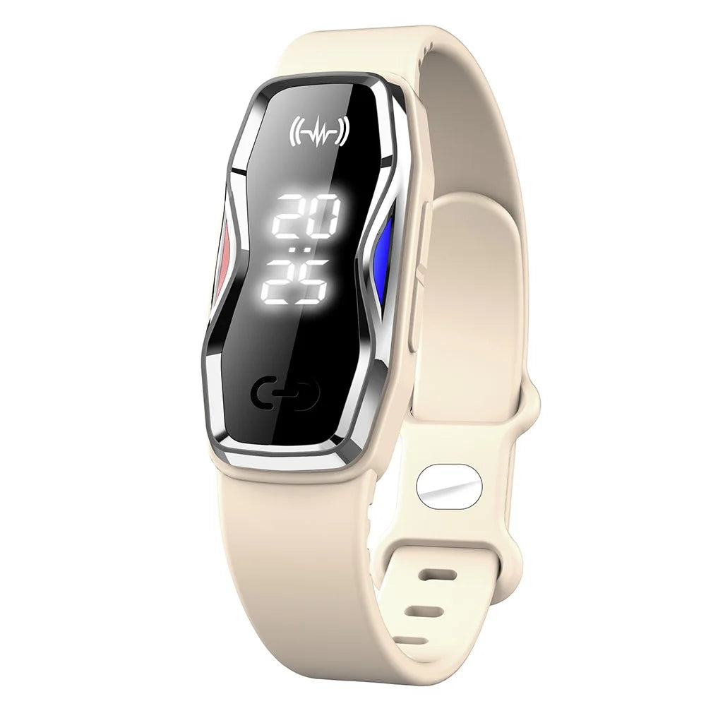 DIROSE F1 Pro Rechargeable Electronic Wristband Ultrasonic Mosquito Repellent Bracelet with Battery Display - White - 1