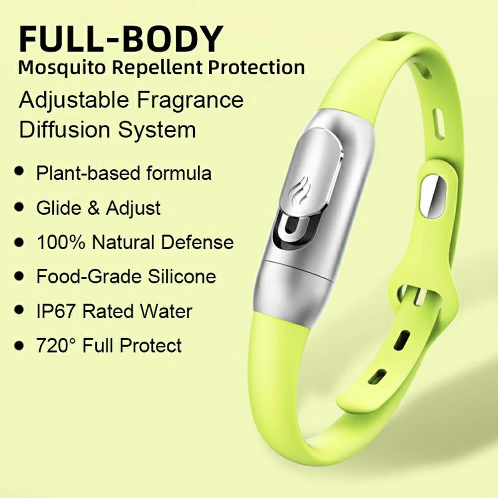 DIROSE F5 Essential Oil Mosquito Repellent Bracelet Insect Protection Silicone Wristband - Green - 3