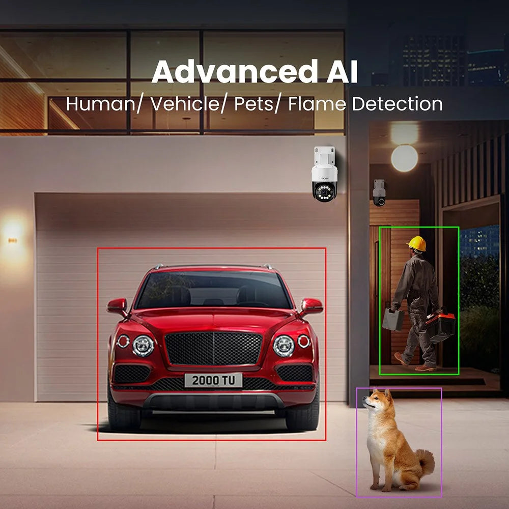 ZOSI C296 16Pcs 5MP 3K Outdoor Auto Tracking PoE Cameras 5x Digital Zoom 16CH 8MP NVR with 4TB HDD - US Plug - 5