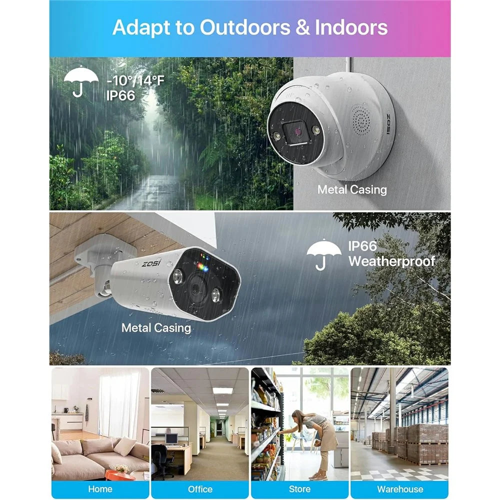 ZOSI 8Pcs Human Vehicle Detection Two-Way Audio Night Vision 8MP 4K PoE Cameras + 16-Port 32CH NVR with 4TB HDD - EU Plug - 6