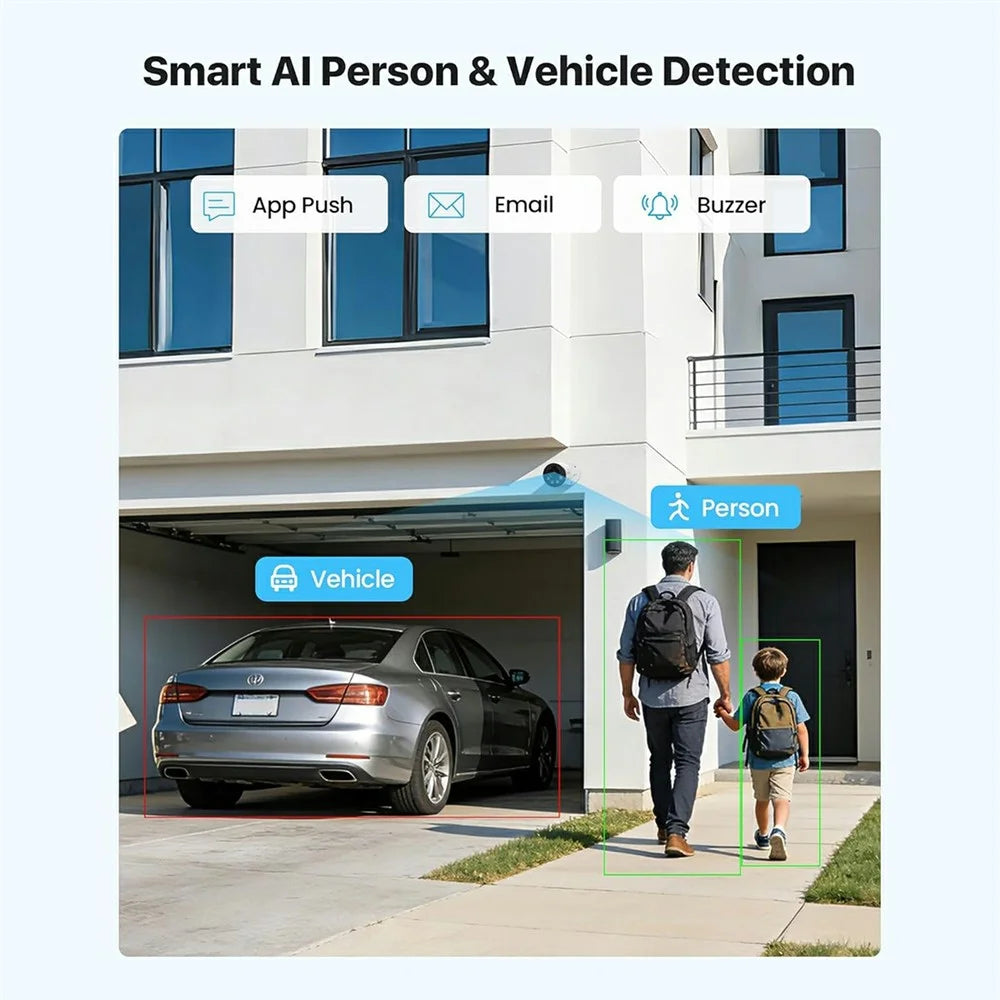 ZOSI PoE Security Camera System with 8CH 5MP NVR and 4Pcs HD Night Vision AI Person Vehicle Detection 4MP Security Camera for Home Office (No Hard Drive) - White - 6