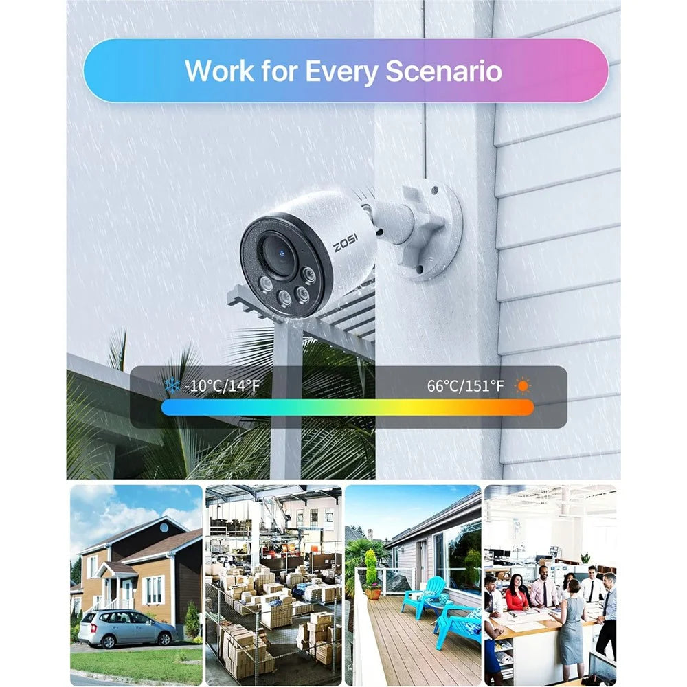 ZOSI ZG1804E 4Pcs 4MP PoE Security Cameras Compatible with Zosi PoE NVR 2.5K Super HD 100ft Night Vision IP66 Waterproof IP Cameras for Outdoor - White - 6