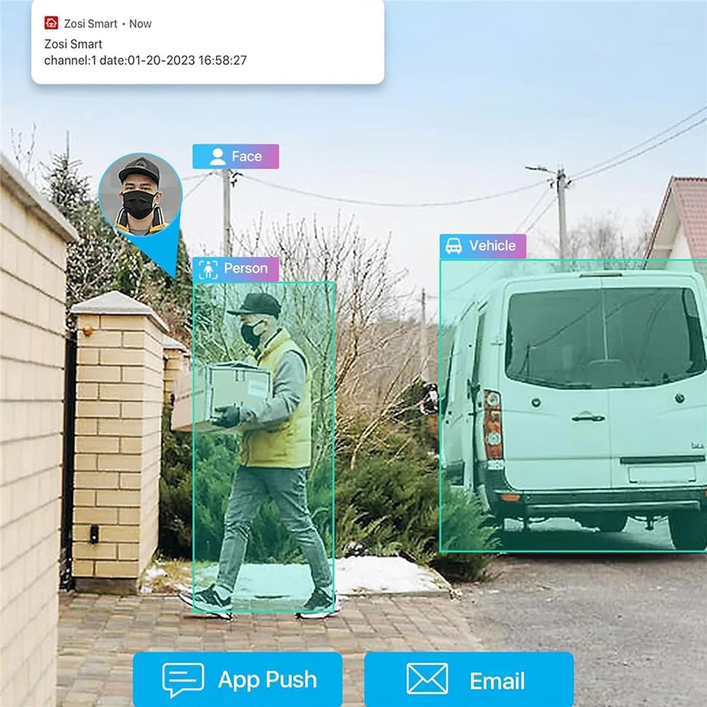 ZOSI 2Pcs 4K PoE Add-on Camera 8MP AI Human Vehicle Detection Waterproof Color Night Vision Security Bullet Cam - White - 4