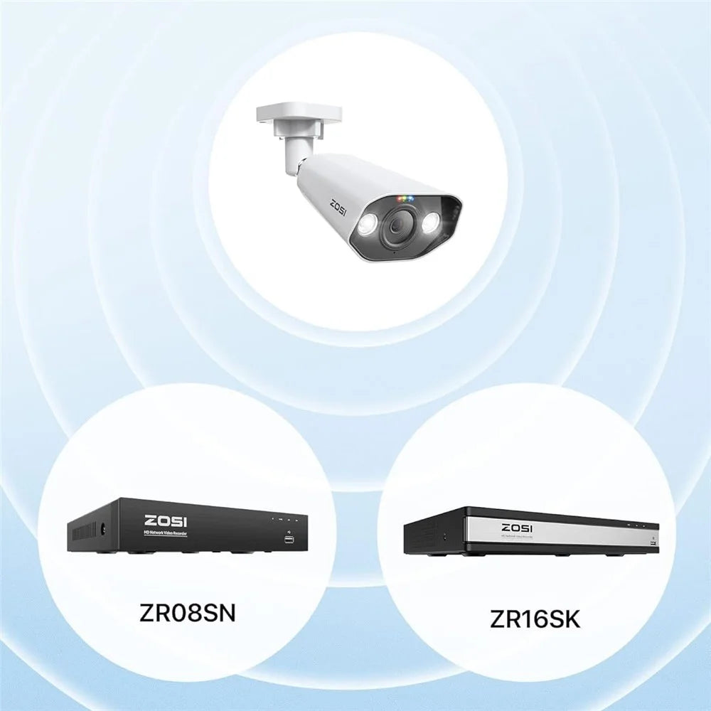 ZOSI 1Pc 5MP PoE Add-on Camera AI Person / Vehicle Detection 2 Way Audio Starlight Night Vision 3K Bullet IP Cam with Sound Light Siren - White - 7