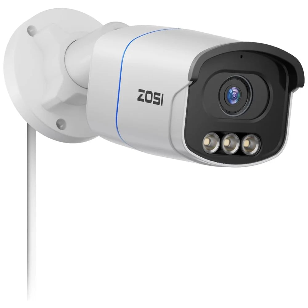ZOSI C186 2Pcs 4K PoE Security Camera Compatible with 4K PoE NVR 8MP True Color Night Vision AI Human Vehicle Detection IP Cameras for Outdoor - White - 2