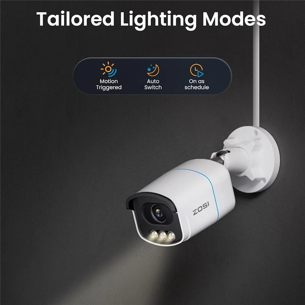 ZOSI C186 2Pcs 4K PoE Security Camera Compatible with 4K PoE NVR 8MP True Color Night Vision AI Human Vehicle Detection IP Cameras for Outdoor - White - 5