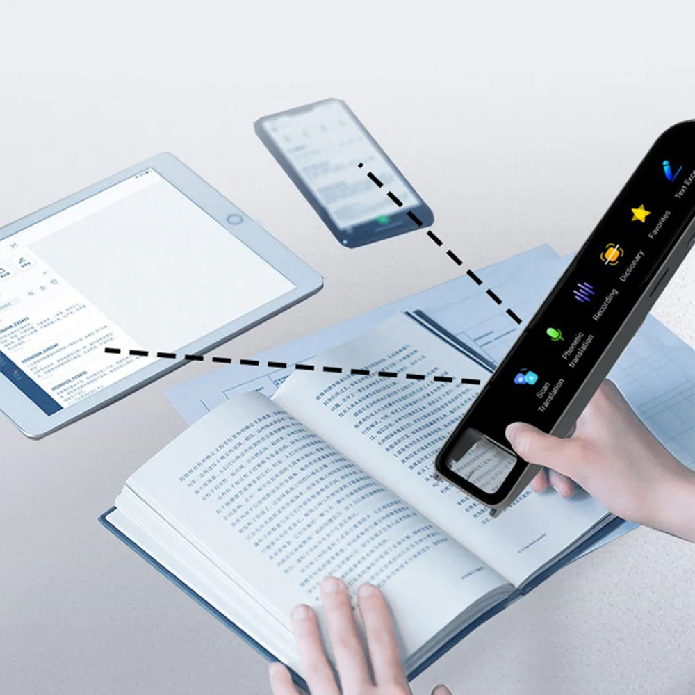 A29S Smart Scanning Translation Pen 3.69 Inch HD Screen 112 Languages Online Translator, 1+8GB - Black - 3