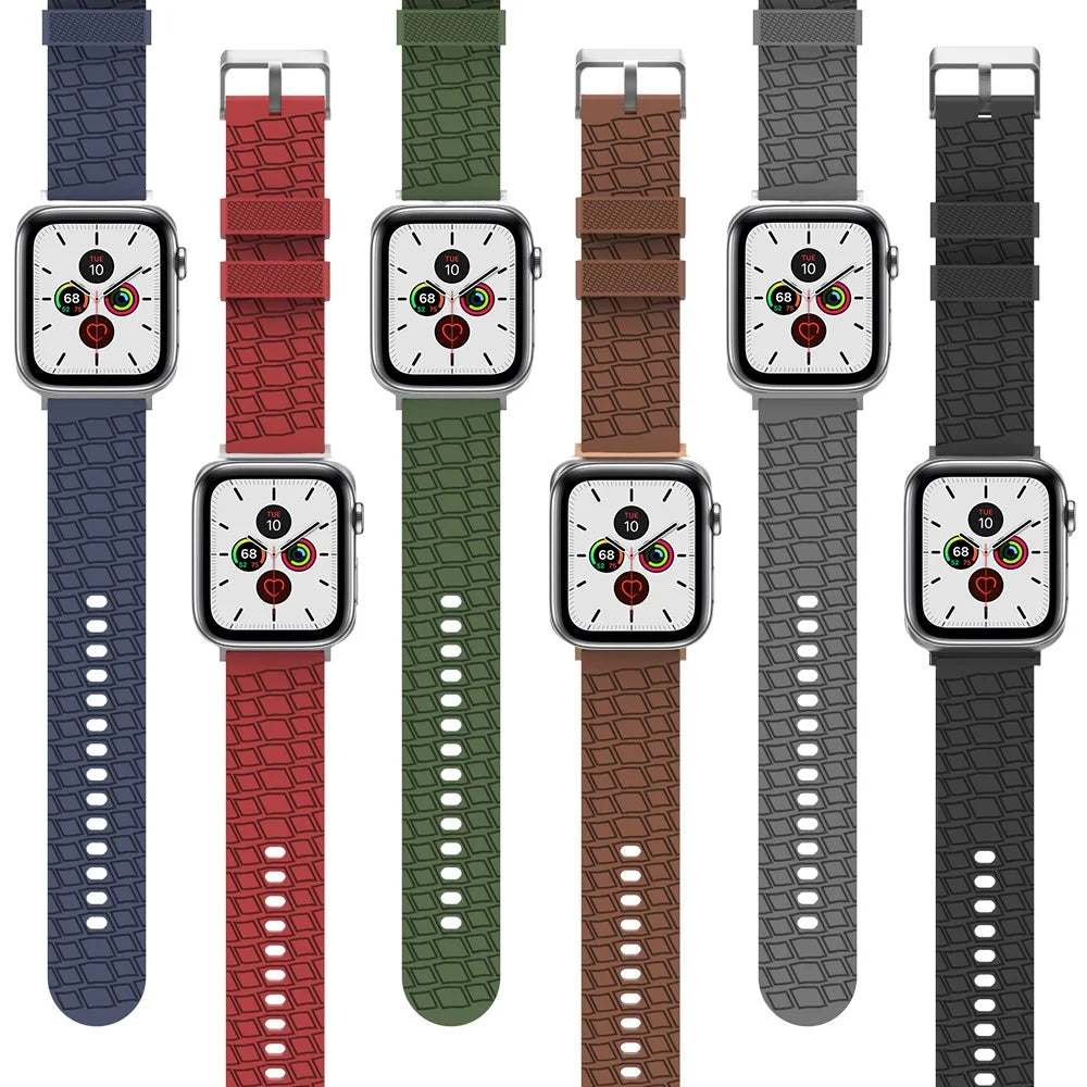 AHASTYLE WA03 For Apple Watch Ultra 3 2 1 49mm / Series 11 10 46mm / 9 8 7 45mm / SE3 SE2 SE 6 5 4 44mm / 3 2 1 42mm Silicone Watch Strap - Black - 7