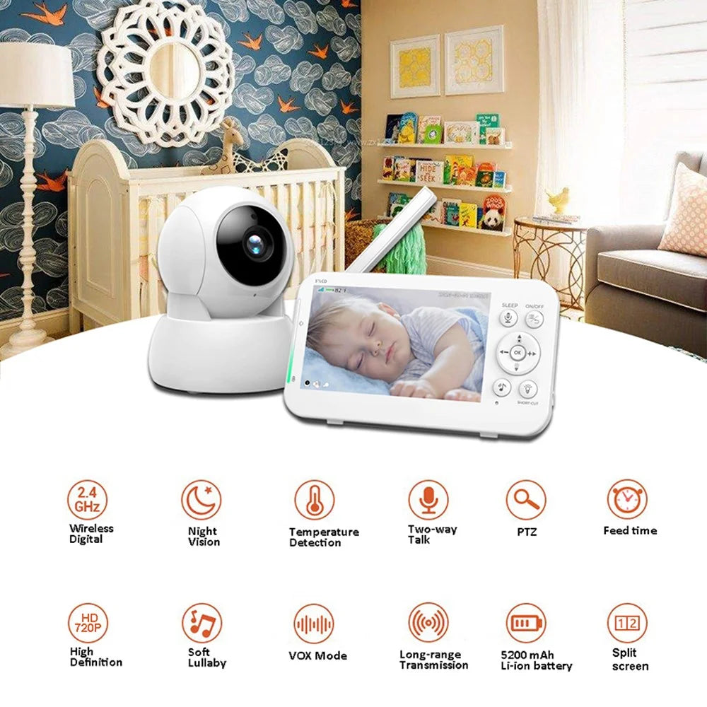 960 Baby Monitor 5-inch Wireless Digital Monitor Infrared Night Vision Two-way Intercom - US Plug - 2