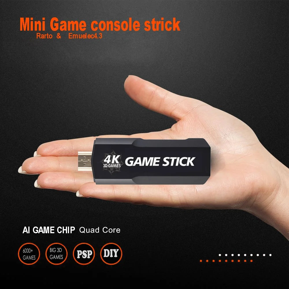 AMPOWN GD10 64G Memory HD Game Stick Wireless Gamepad Double Game Console, English Version - 2