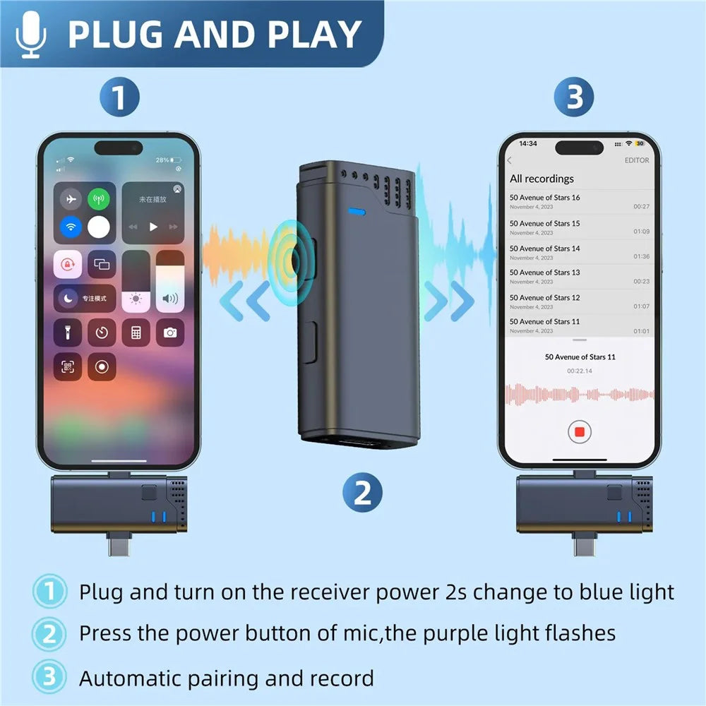 JMARY MW16 Plug and Play Wireless Lavalier Microphone with 3.5mm+Type-C+iP 3-in-1 Receiver - 2