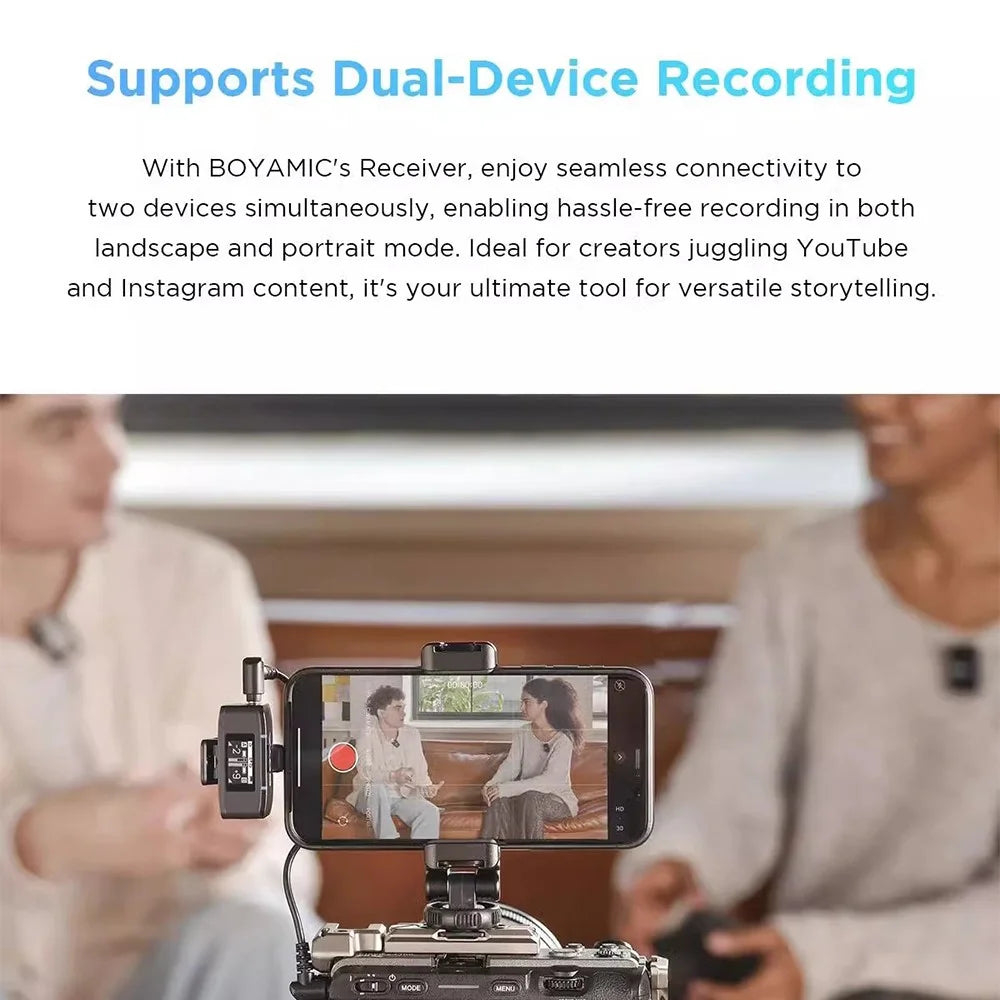 BOYA Live Broadcast Wireless Lavalier Microphone Noise Reduction Mic, 1 Transmitter + 1 Receiver - 7