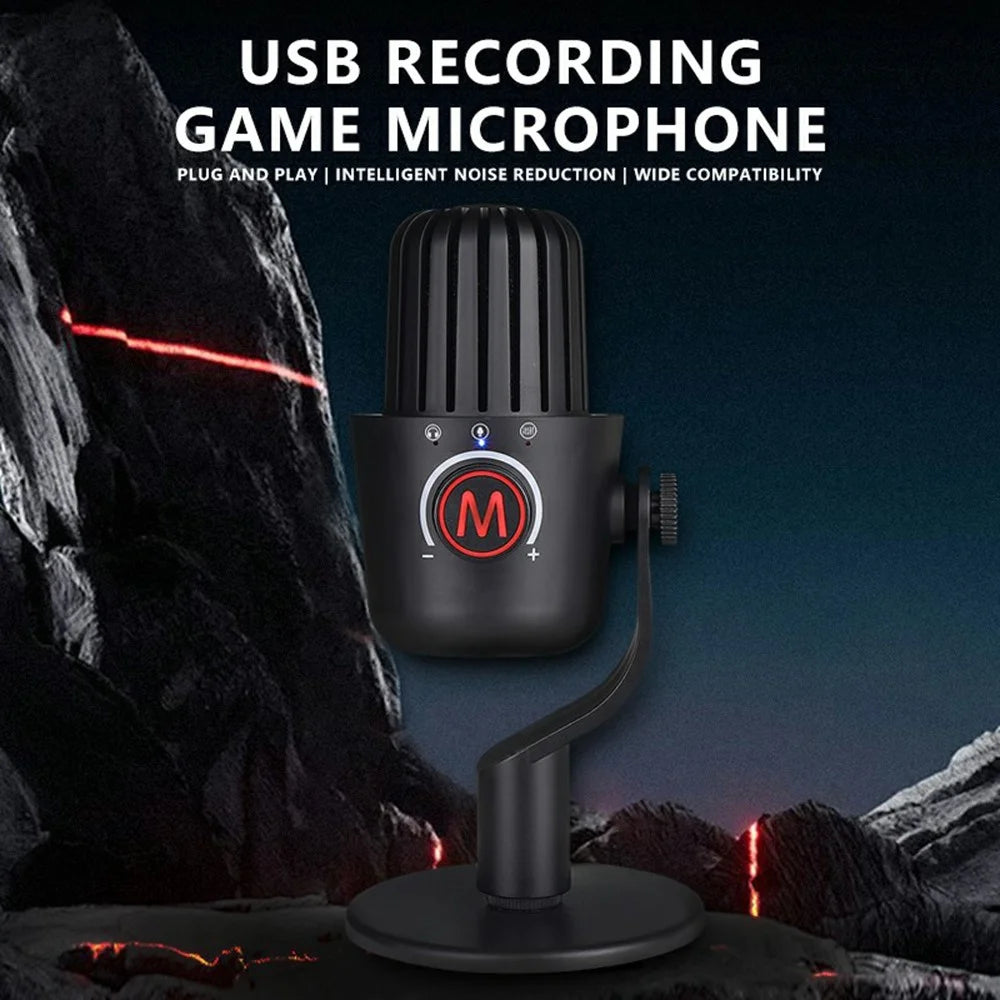 PDO-20 USB Gaming Microphone Noise Cancellation Condenser Mic for Live Streaming, Recording, PC - Black - 4