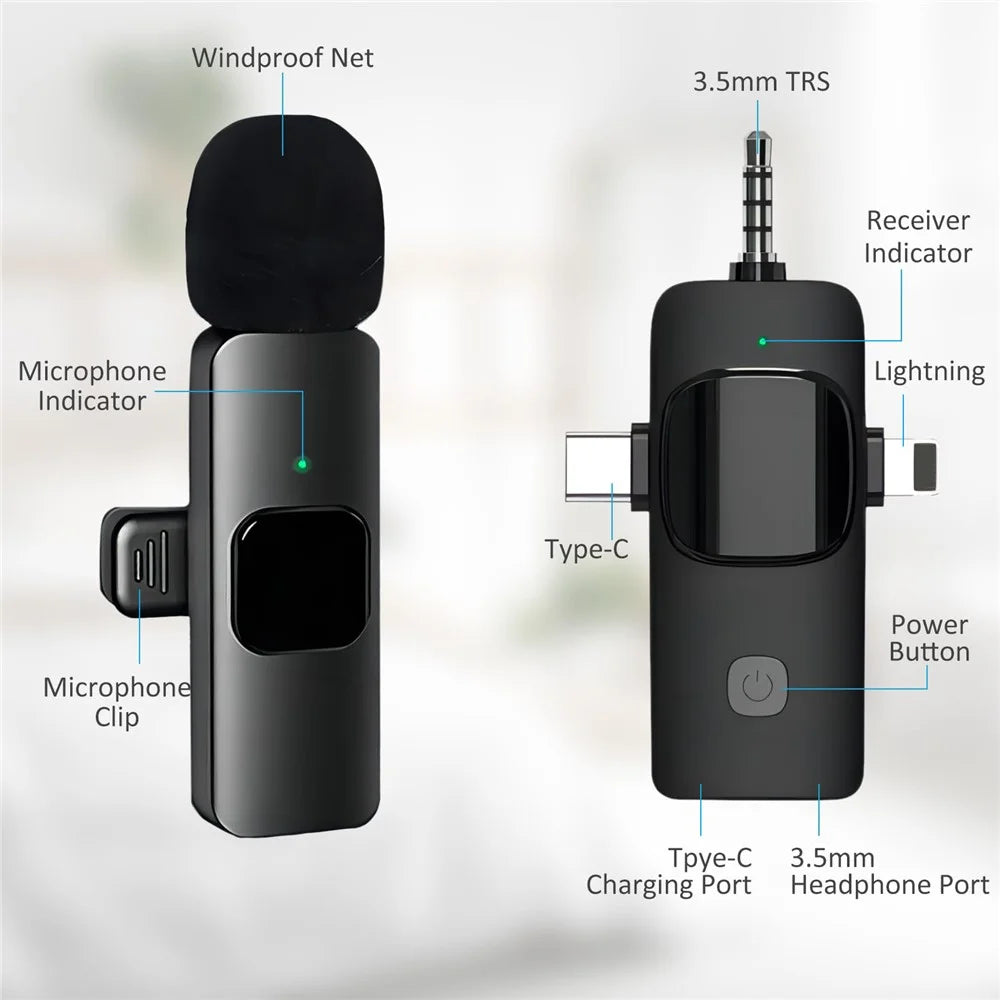 K15 2 in 1 Wireless Lavalier Microphone with Noise Reduction USB-C Microphone for Smartphone Computer Camera - 2