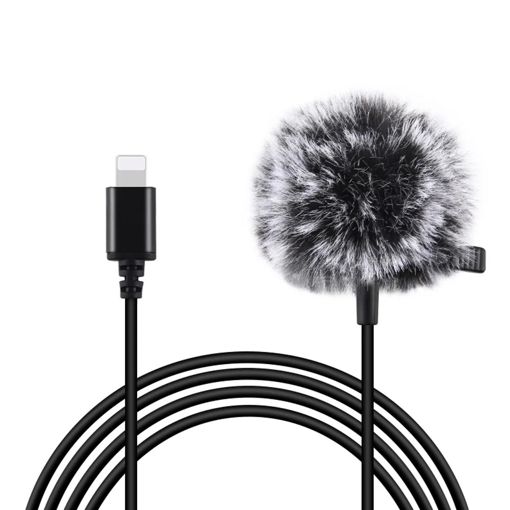 PULUZ PU426 1.5m 8 Pin Lavalier Microphone Lapel Clip-On Omni Condenser Mic for Phone Video Recording - 1