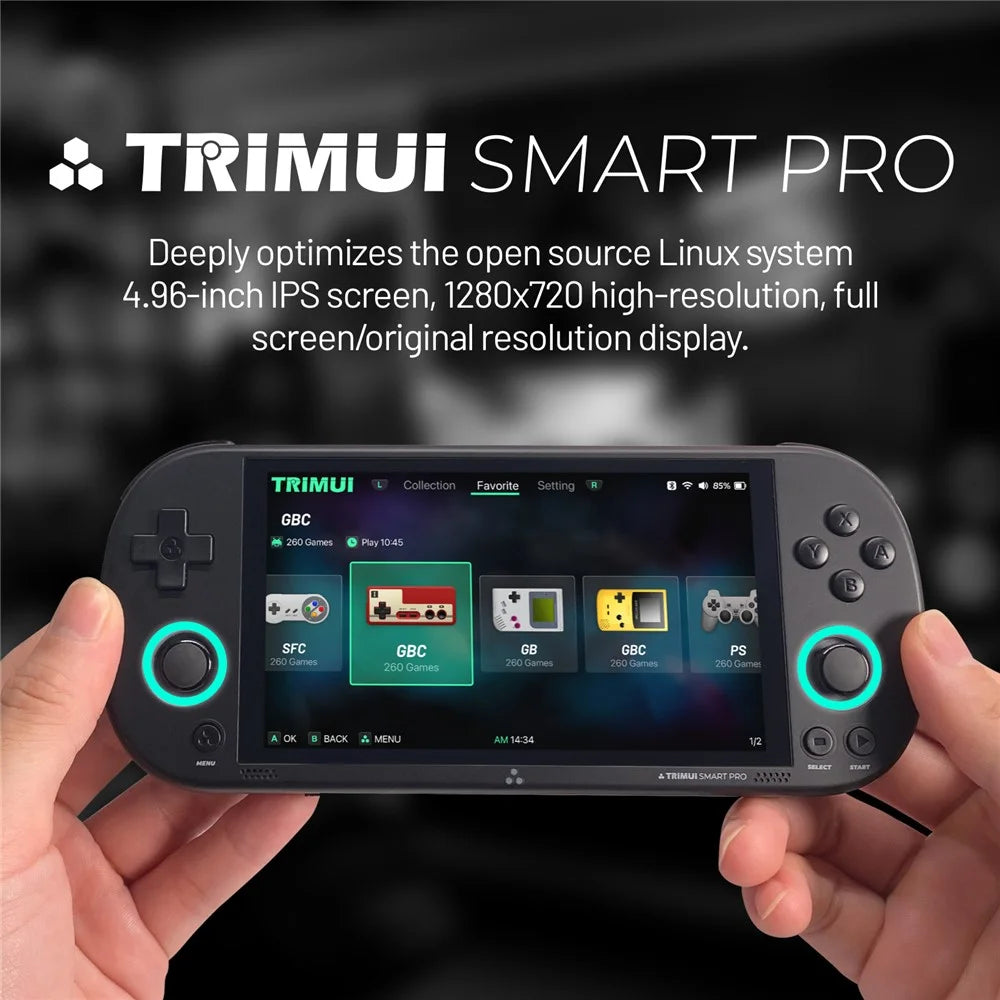 TRIMUI SMART PRO Handheld Game Console 4.96-inch IPS Screen Retro Video Game Controller (English Version), with 256G TF Card - Black - 6