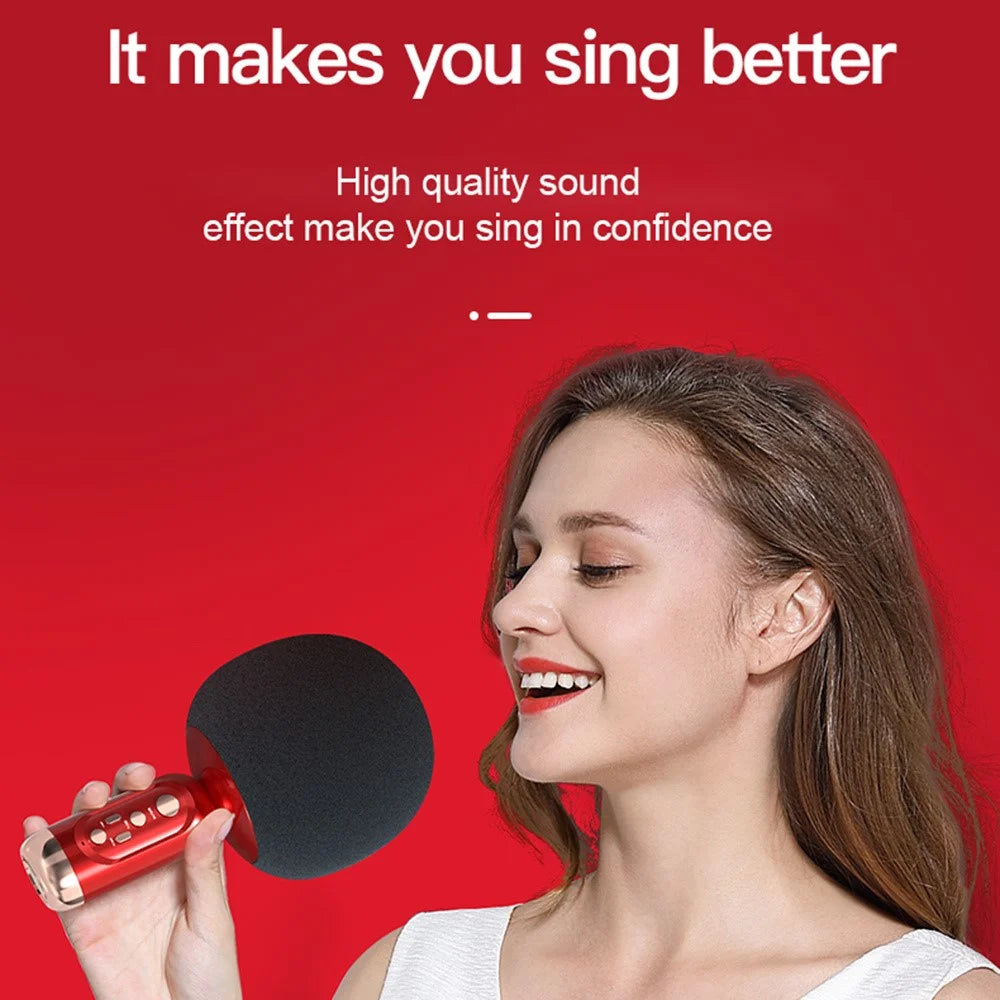 K2 Wireless Bluetooth-compatible Microphone Speaker Mushroom Head Singing Mic, English Version - Red - 4