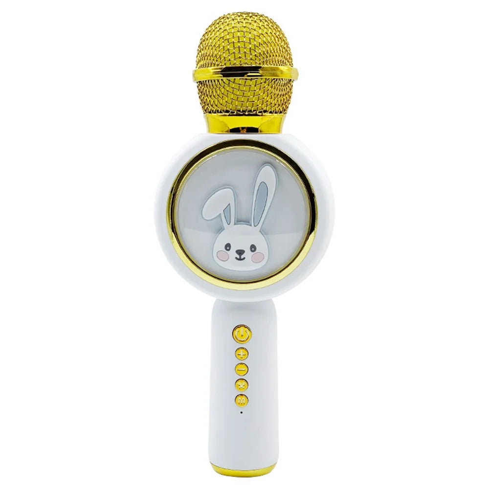 X6 Cute Rabbit Kids Microphone Voice Changing Bluetooth-compatible TWS Karaoke Mic, English Version - Ivory White - 2