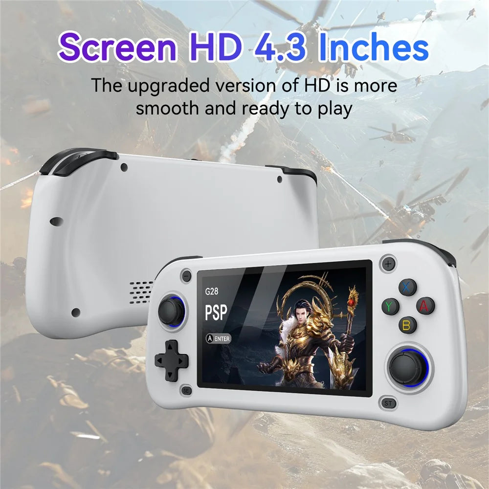 G28 64G Handheld Game Console 4.3 Inch HD IPS Screen Retro Arcade Game Device - White - 2