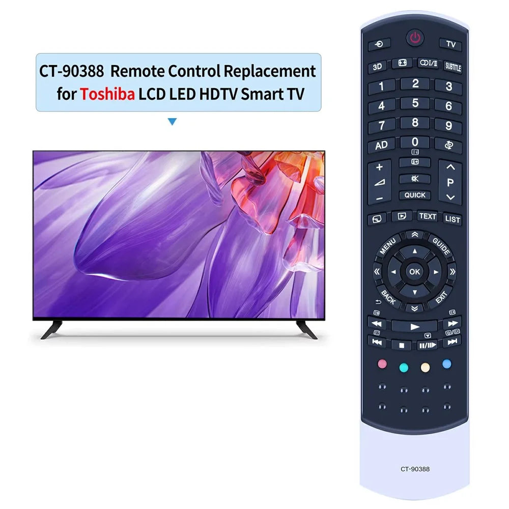 CT-90388 For Toshiba TV Remote Control Battery Powered Infrared Television Controller Replacement - 5