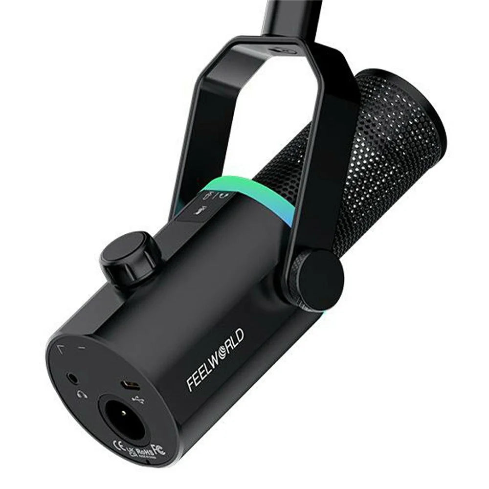 FEELWORLD PM1 Dynamic Microphone XLR / USB Podcast Gaming Streaming Recording Mic with RGB Lighting - Black - 2