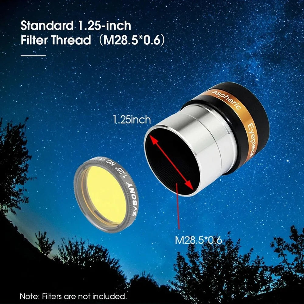 Telescope 1.25" Aspheric Eyepiece 62° Wide Field HD Eyepiece for Astronomy - 4mm - 3