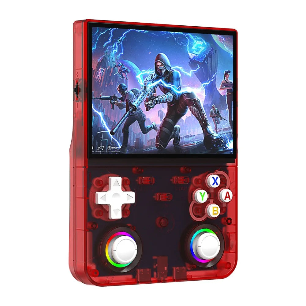 R36ultra X Handheld Game Console with 32GB TF Card Dual 3D Joysticks 4.5 Inch IPS Screen Gamepad with RGB Light - Red - 1