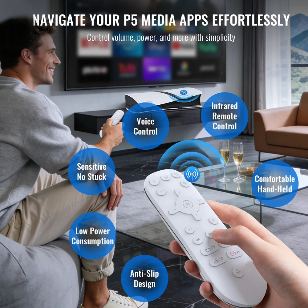 JYS-P5235 Remote Control for Sony PlayStation 5 / 5 Pro / 5 Slim IR Controller Support Voice Control - White - 3
