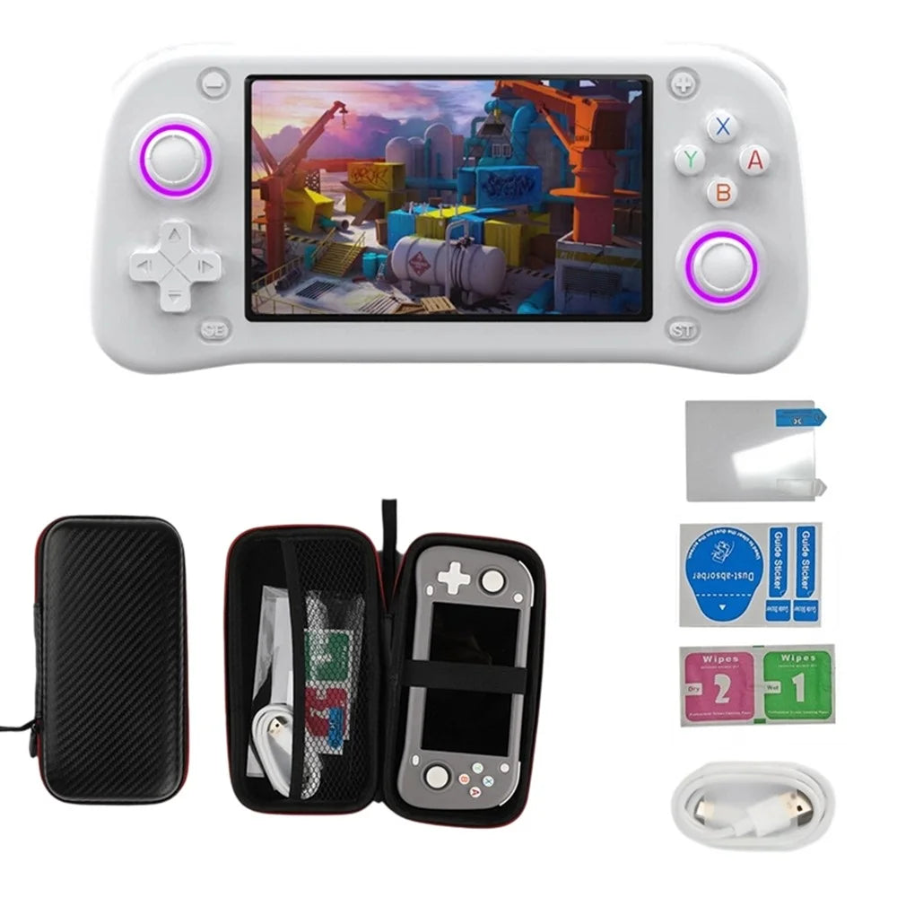 XF43 64GB Open-Source Handheld Game Console 4.3 inch HD Screen TV Output 20+ Emulators Retro Game Machine - White - 1