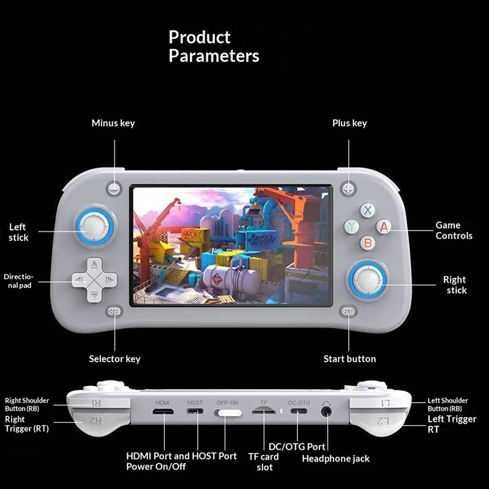 XF43 128GB Open-Source Handheld Game Console 4.3 inch HD Screen TV Output 20+ Emulators Retro Game Machine - White - 2