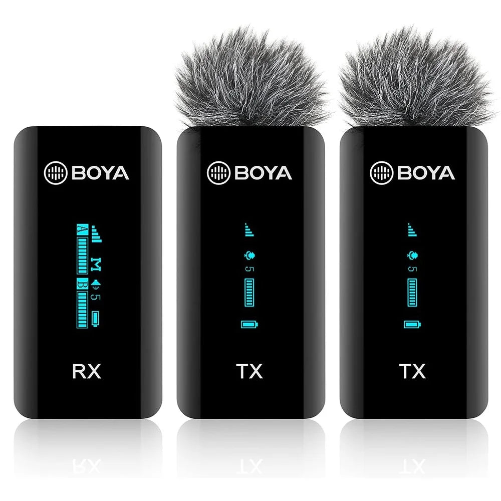 BOYA BY-XM6-S2 2 Transmitter + 1 Receiver, Wireless Microphone Lavalier Mic for Phone Camera Laptop - 2