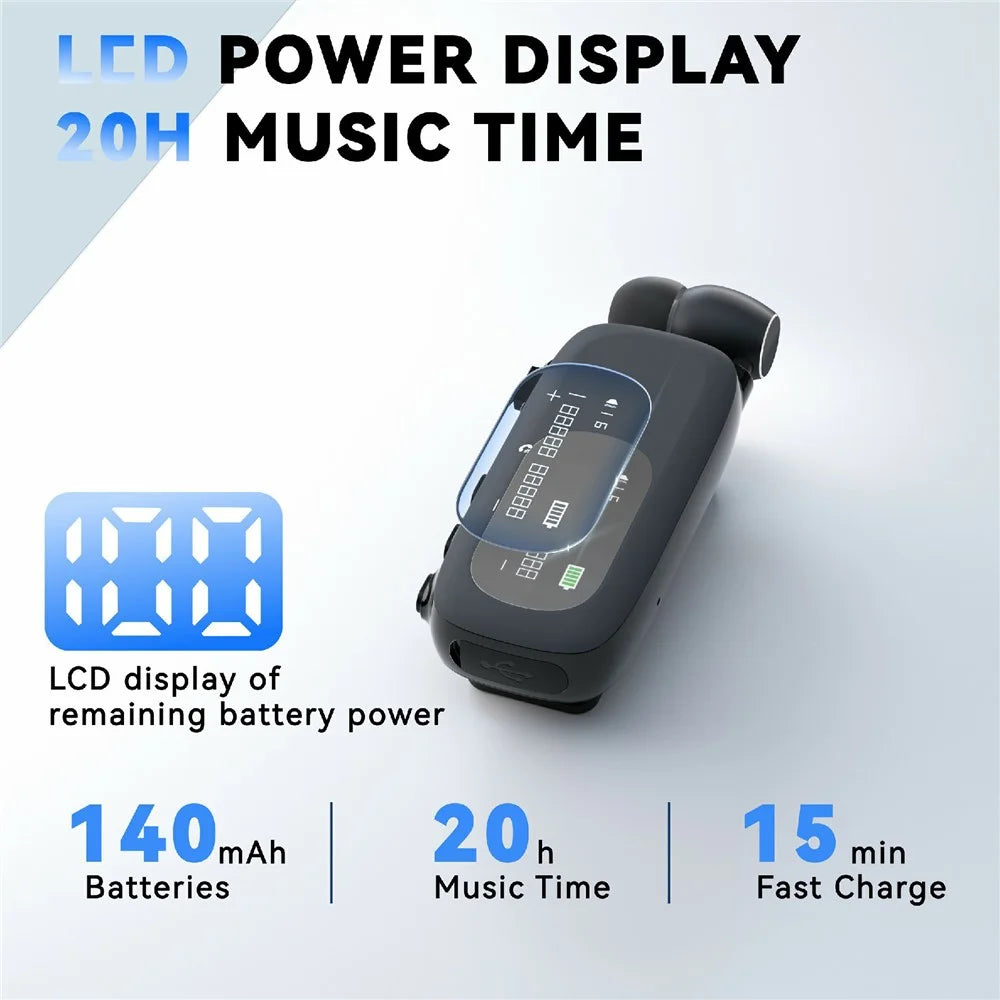 K75 LCD Screen Business Bluetooth-compatible Headset Noise Cancellation Earphone with Vibration Alert - Matte Grey - 2