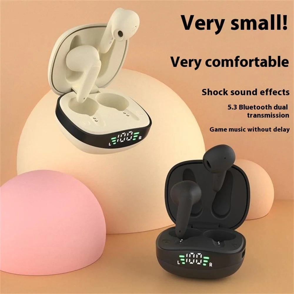 BH28 TWS Bluetooth-compatible 5.3 Earphones Touch Control Wireless Music Gaming Headset - Nude - 2