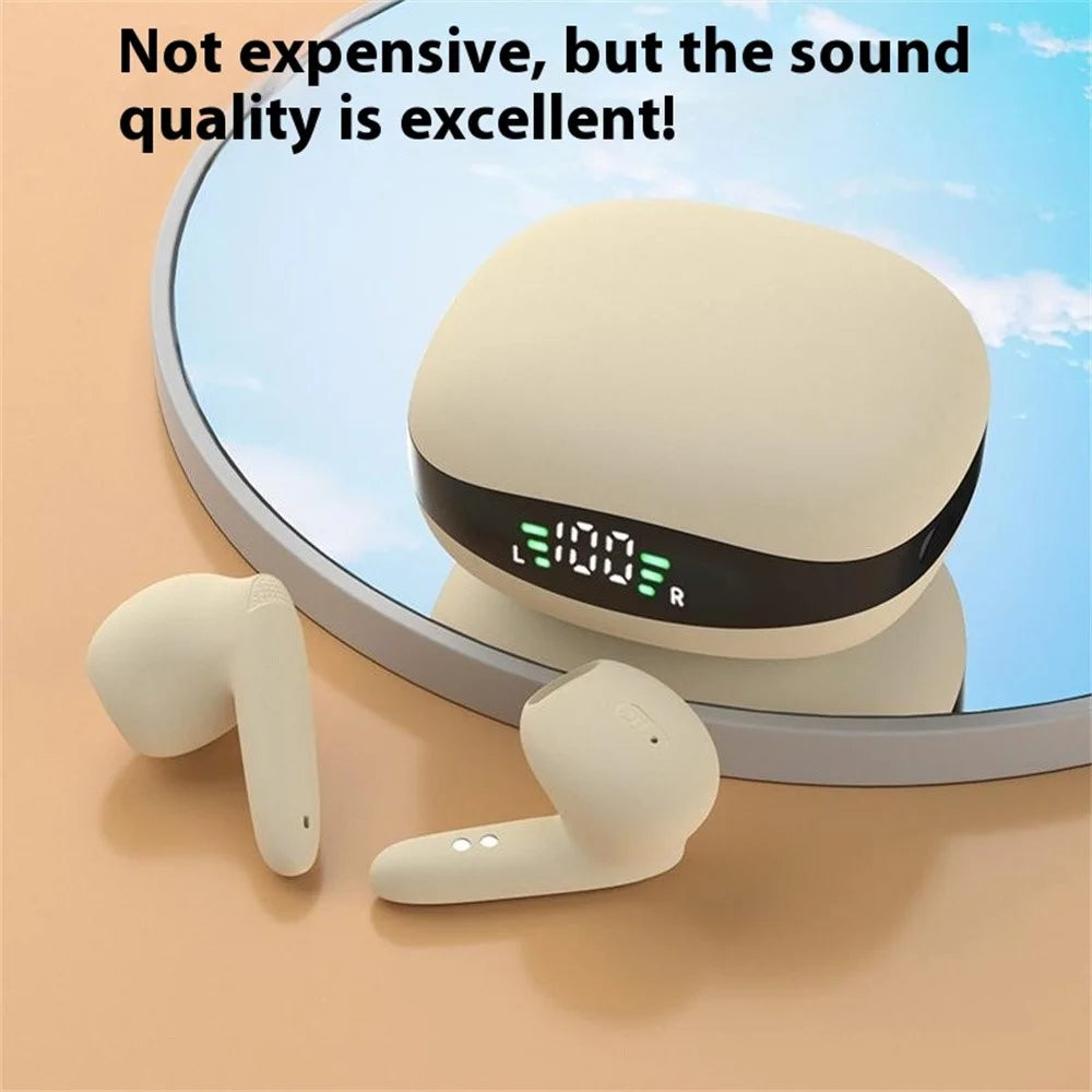 BH28 TWS Bluetooth-compatible 5.3 Earphones Touch Control Wireless Music Gaming Headset - Nude - 4