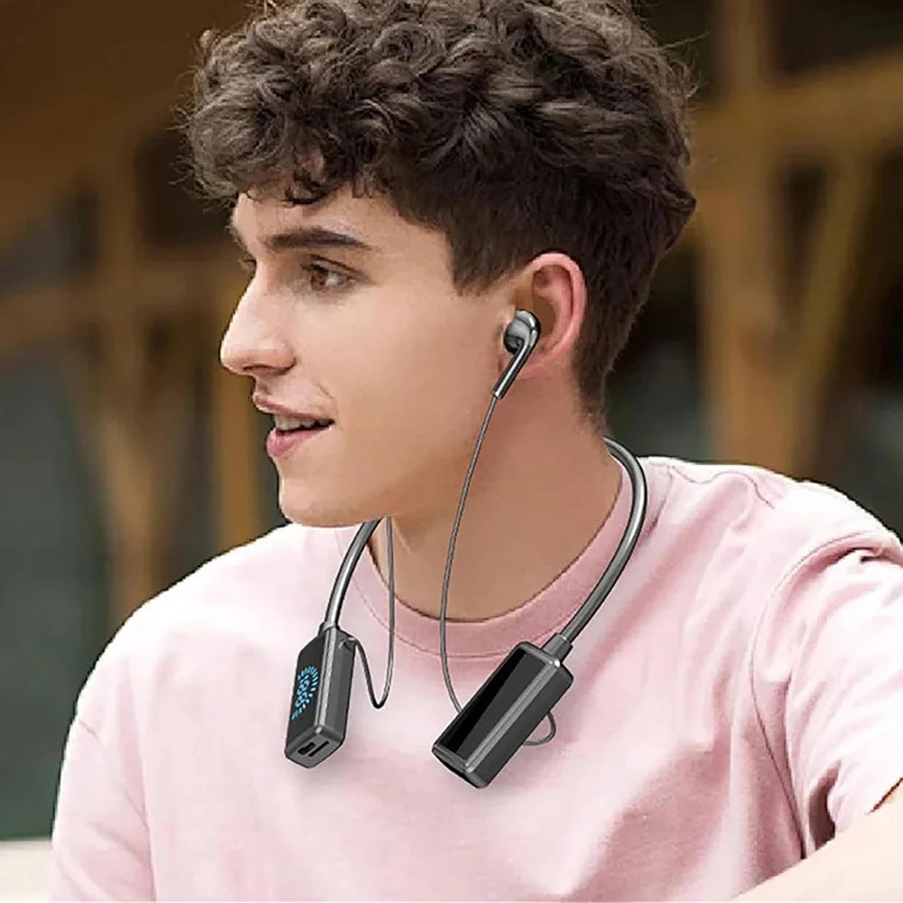 S8 Sport Running Neckband Bluetooth-compatible Headset Digital Display Music Calling Earphone Support TF Card - Black - 7
