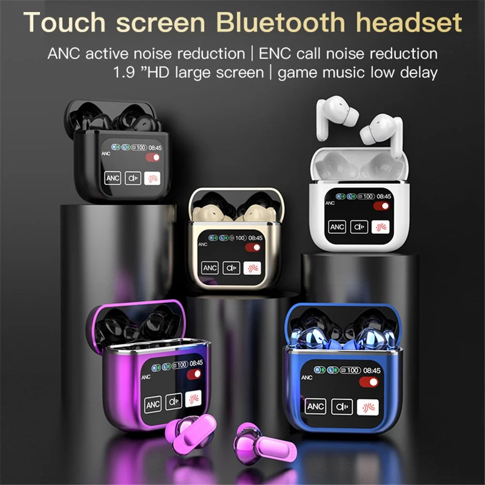 SE-60 Bluetooth-compatible 5.4 Headphones with Smart Touch Screen Housing Noise Cancelling Wireless Earbuds - White - 2