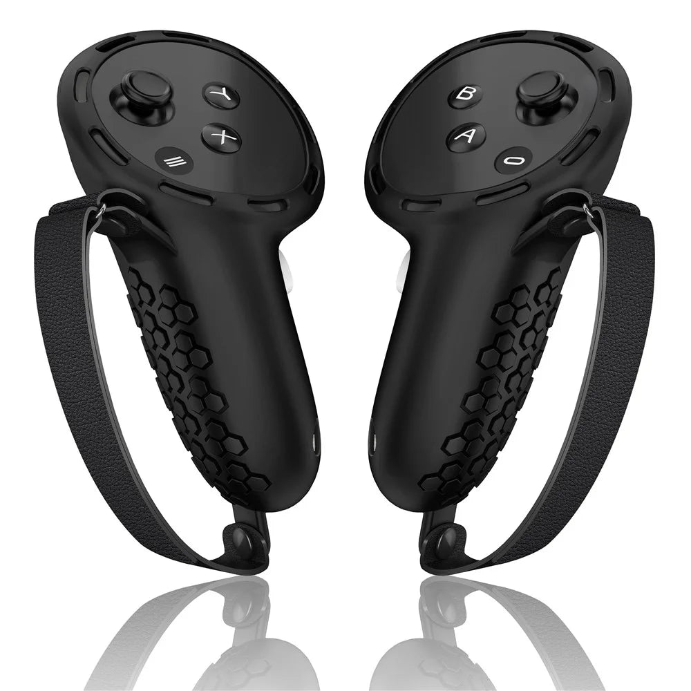For Meta Quest 3S Silicone Accessory Set with VR Headset Cover  /  Controller Grips  /  Face Mask - Black - 2