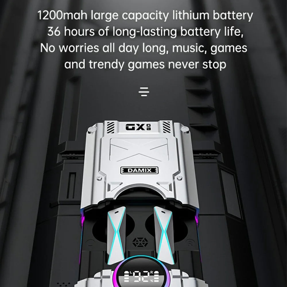 DX-08 Mechanical Mecha Bluetooth-Compatible Earbuds 140+ Languages Translation HD Call Wireless Earphones - Silver - 5