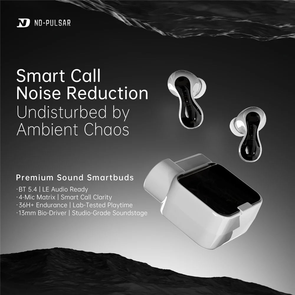 ND Pulsar Bluetooth-Compatible Headset 13mm HIFI Dynamic Driver In-Ear Earphones with 4 Mic - White - 2
