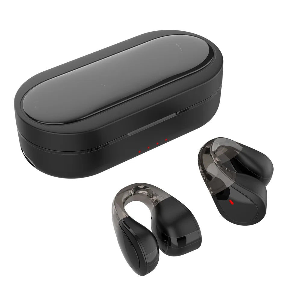Q60 Wireless Bluetooth-Compatible Headset Stereo Waterproof Touch Control Ear Clip Earphones - Black - 2