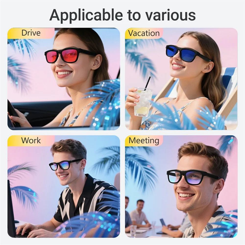 GV-90 AI Translation Smart Glasses Touch Color Changing Lens HD Audio Bluetooth-compatible Music Eyeglasses - Blue - 6